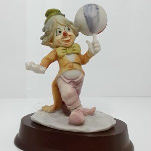 Vintage Davar Leonardo Clown with Ball On Wood Stand Signed
